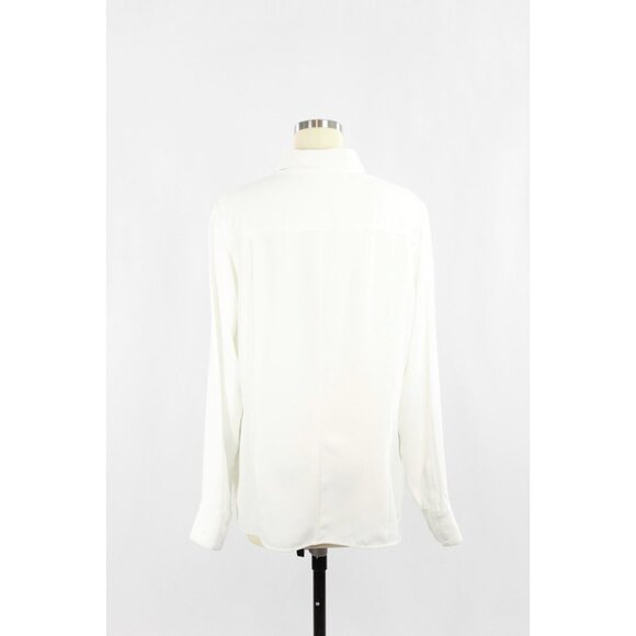 Aritzia BABATON White Matte Satin Front Pocket Button-Up Shirt, Size L - Picture 3 of 15